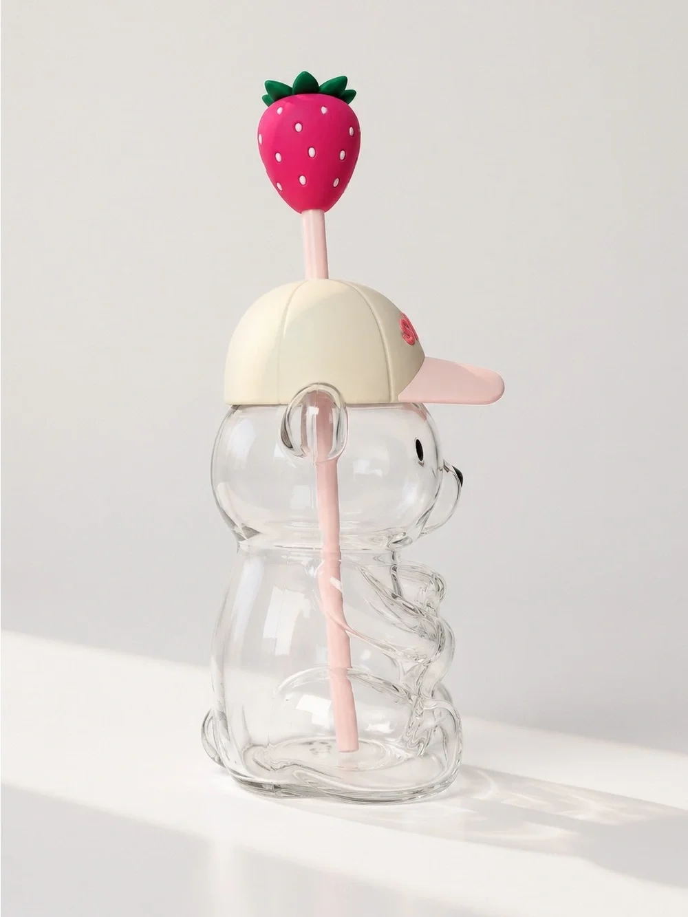 NEW Pink 💕 Starbucks Bear 🐻 Glass Cup Strawberry Straw Tumbler RARE, NEW SEALED